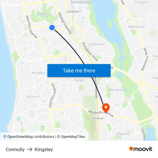 Connolly to Kingsley map