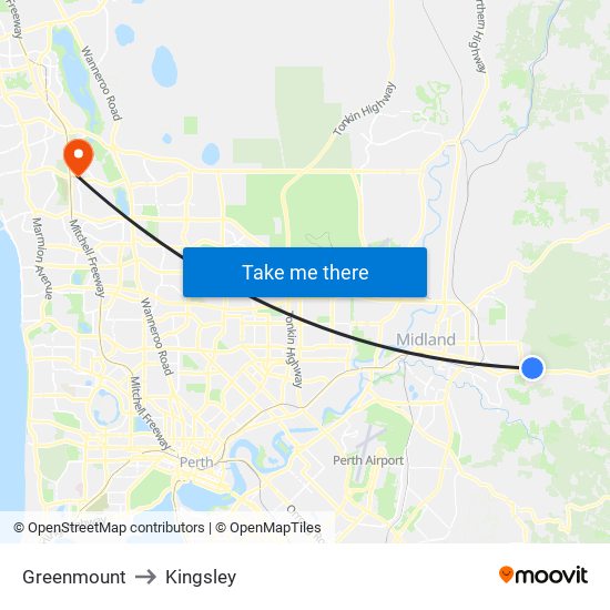 Greenmount to Kingsley map