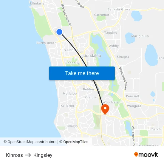 Kinross to Kingsley map