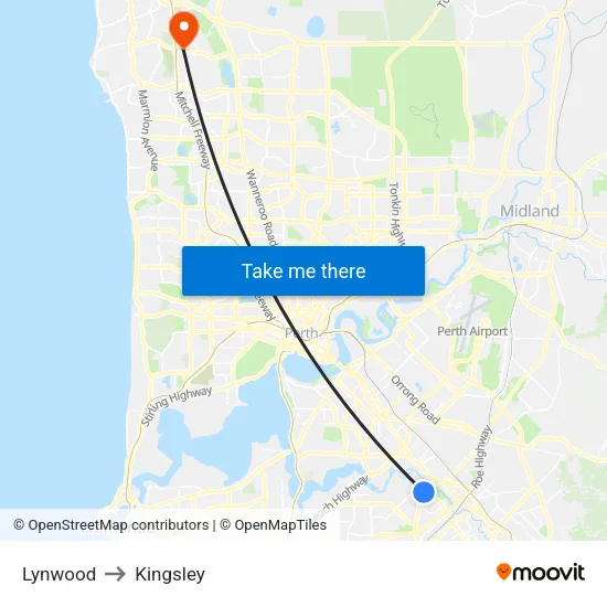 Lynwood to Kingsley map