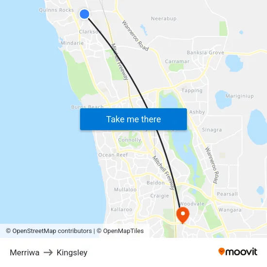 Merriwa to Kingsley map