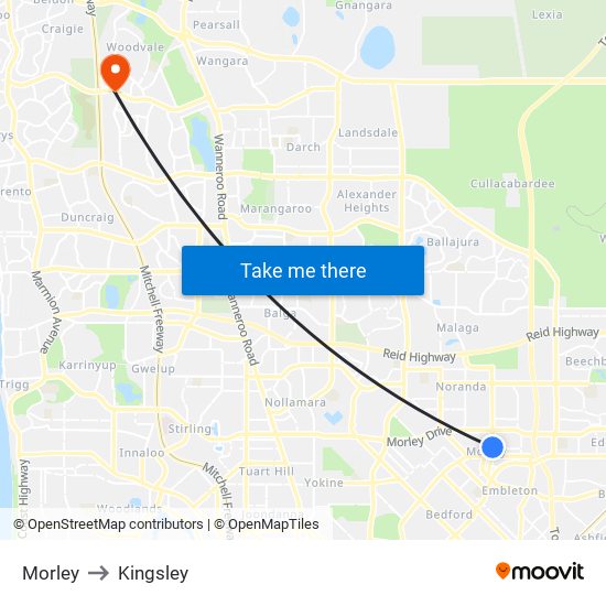 Morley to Kingsley map