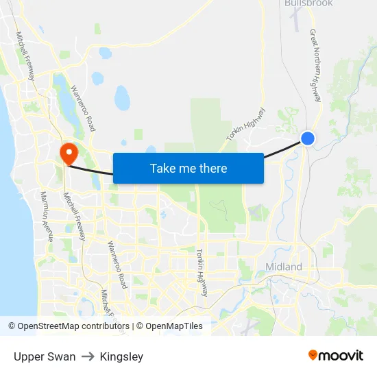 Upper Swan to Kingsley map