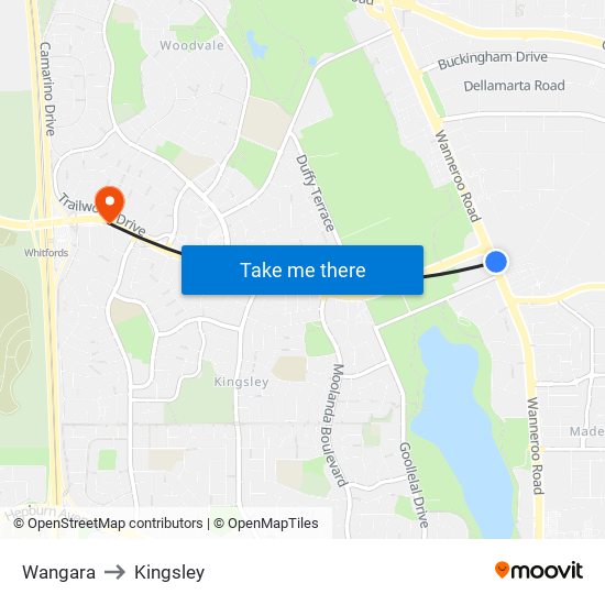 Wangara to Kingsley map