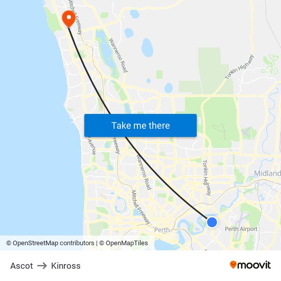 Ascot to Kinross map