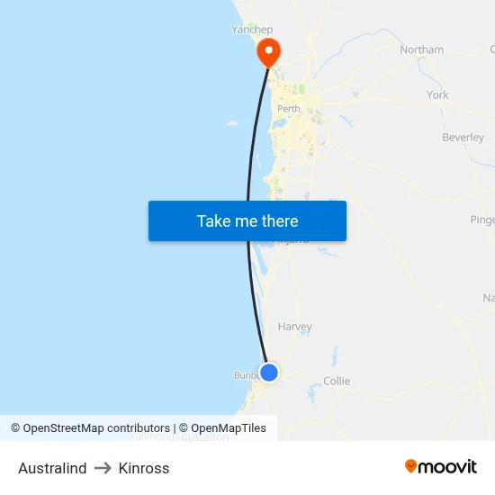 Australind to Kinross map