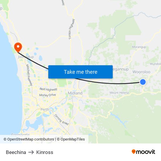 Beechina to Kinross map