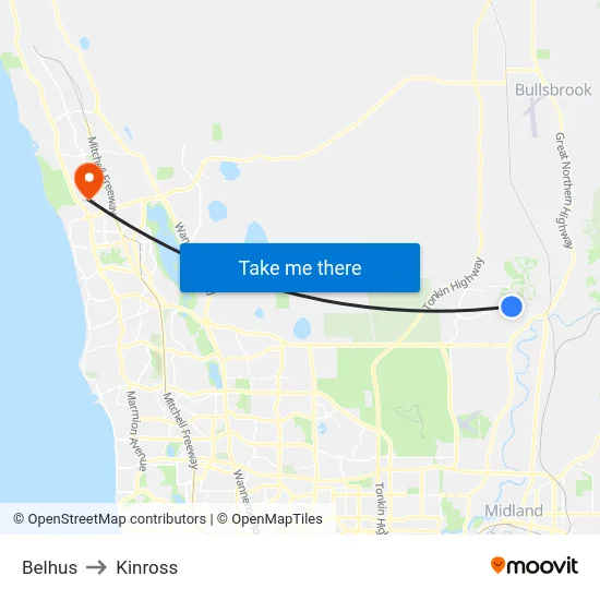 Belhus to Kinross map
