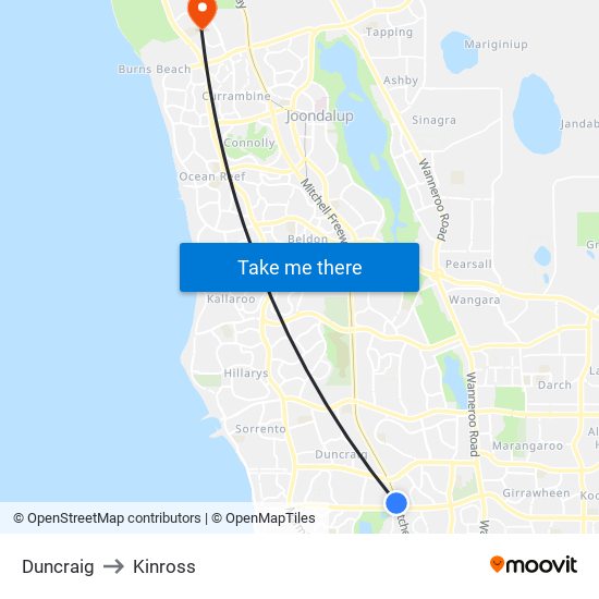 Duncraig to Kinross map