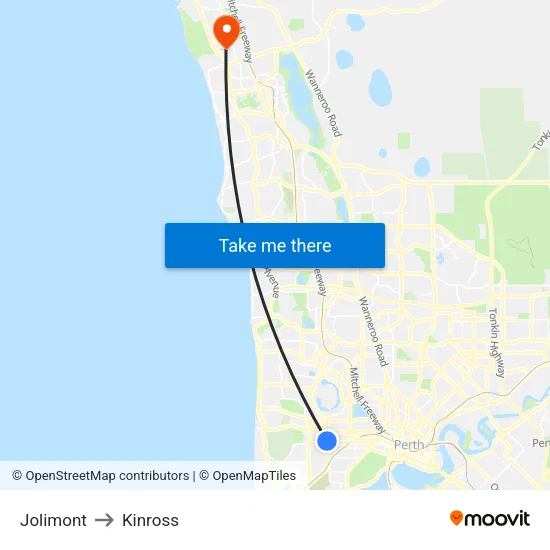 Jolimont to Kinross map