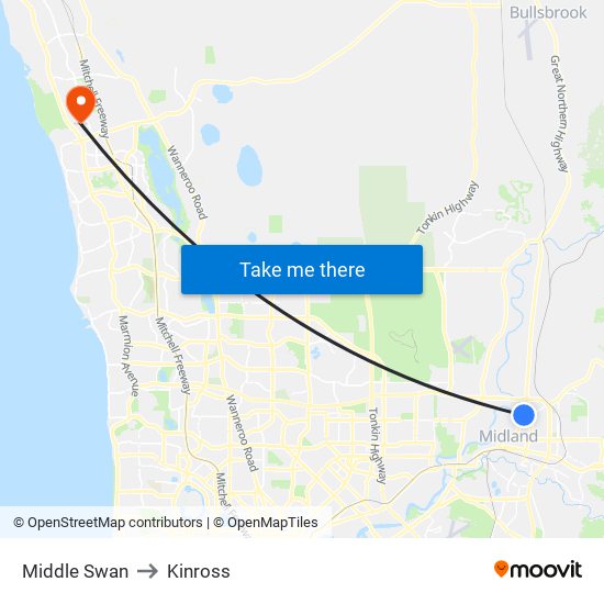 Middle Swan to Kinross map