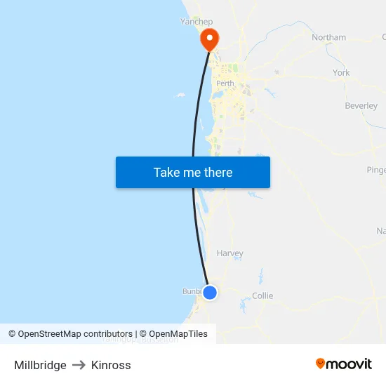 Millbridge to Kinross map