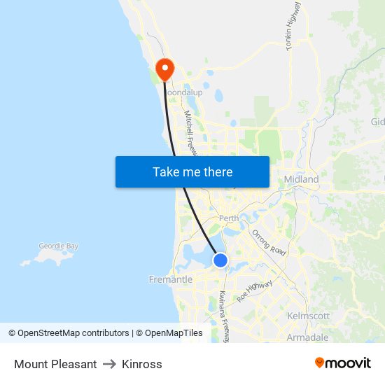 Mount Pleasant to Kinross map