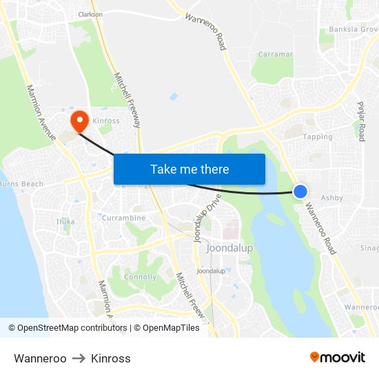 Wanneroo to Kinross map