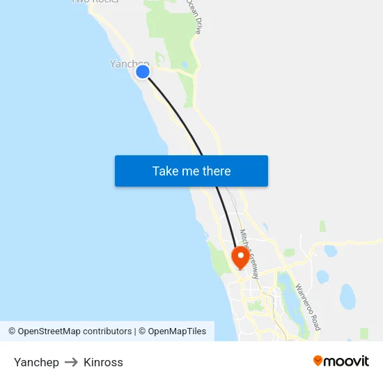 Yanchep to Kinross map