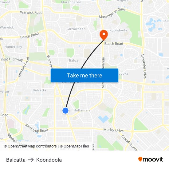 Balcatta to Koondoola map