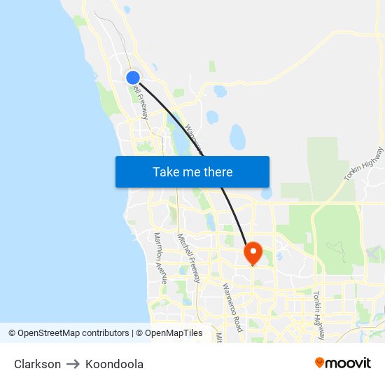 Clarkson to Koondoola map