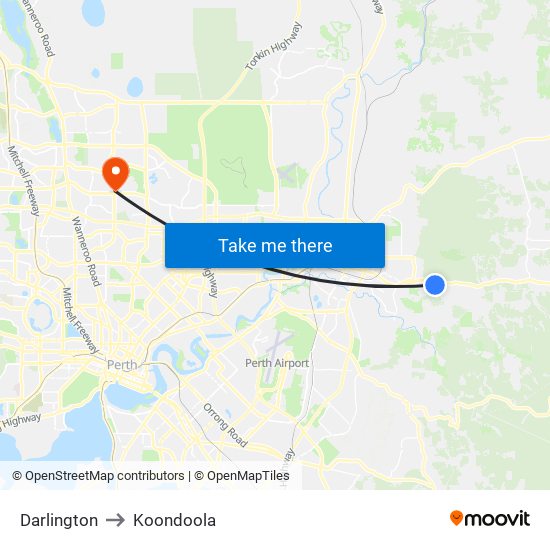 Darlington to Koondoola map