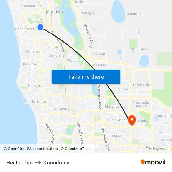 Heathridge to Koondoola map