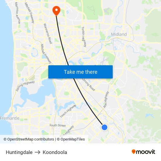 Huntingdale to Koondoola map