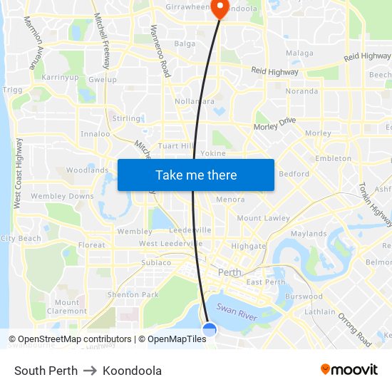 South Perth to Koondoola map