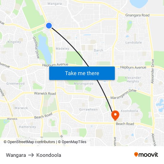 Wangara to Koondoola map