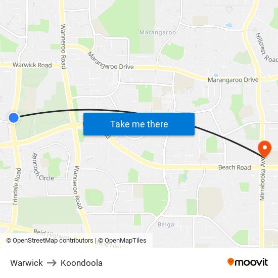 Warwick to Koondoola map