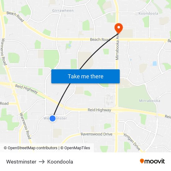 Westminster to Koondoola map
