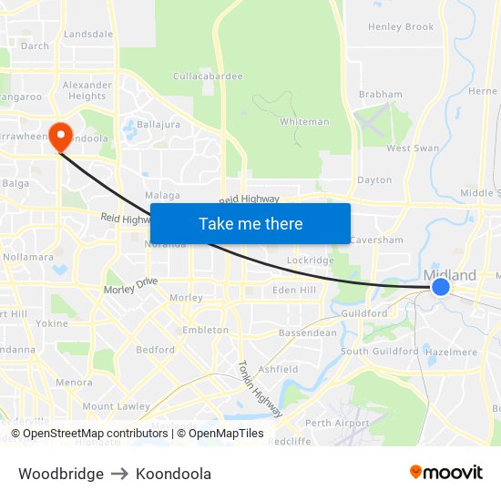 Woodbridge to Koondoola map