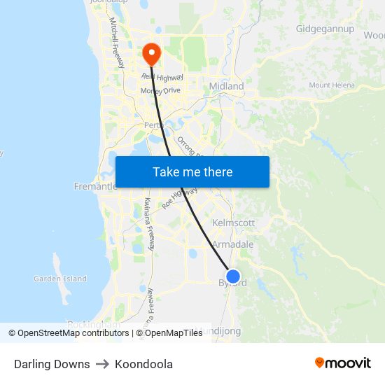 Darling Downs to Koondoola map