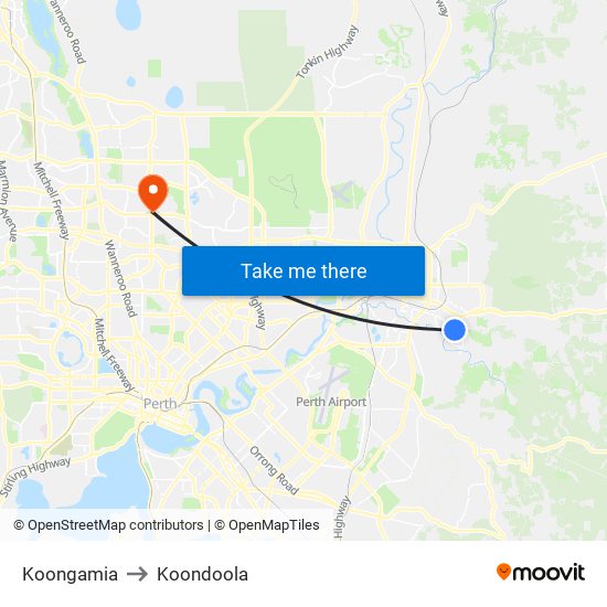 Koongamia to Koondoola map