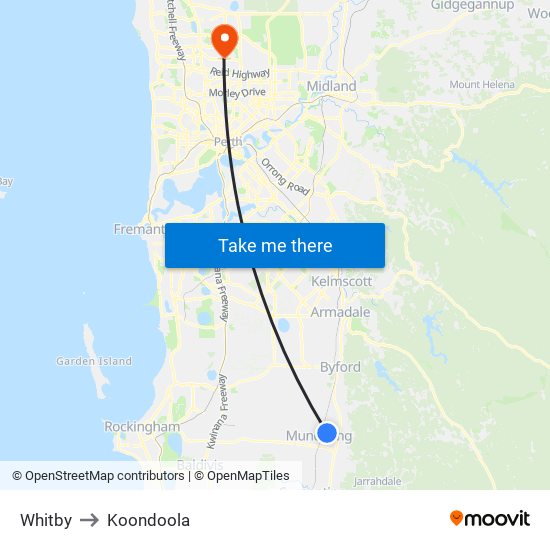 Whitby to Koondoola map