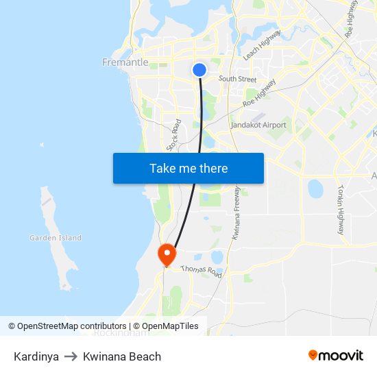 Kardinya to Kwinana Beach map