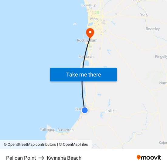 Pelican Point to Kwinana Beach map