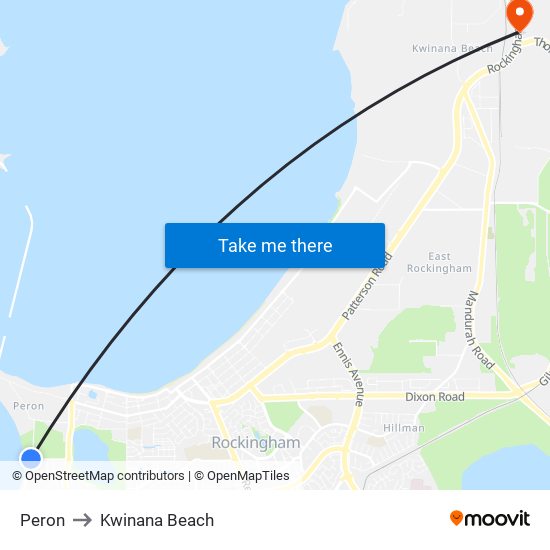Peron to Kwinana Beach map