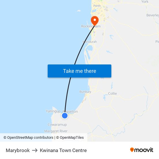 Marybrook to Kwinana Town Centre map