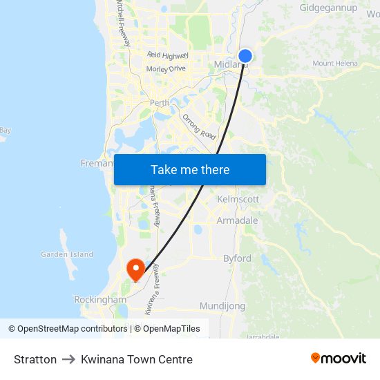 Stratton to Kwinana Town Centre map