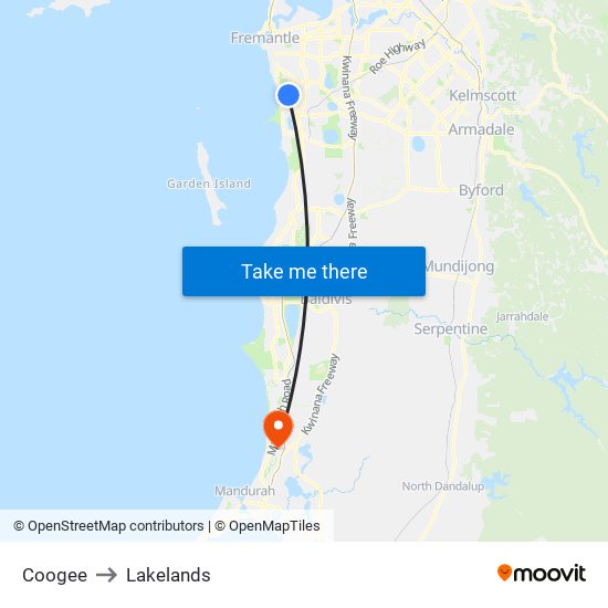 Coogee to Lakelands map