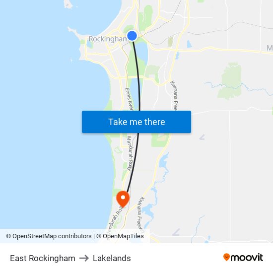 East Rockingham to Lakelands map