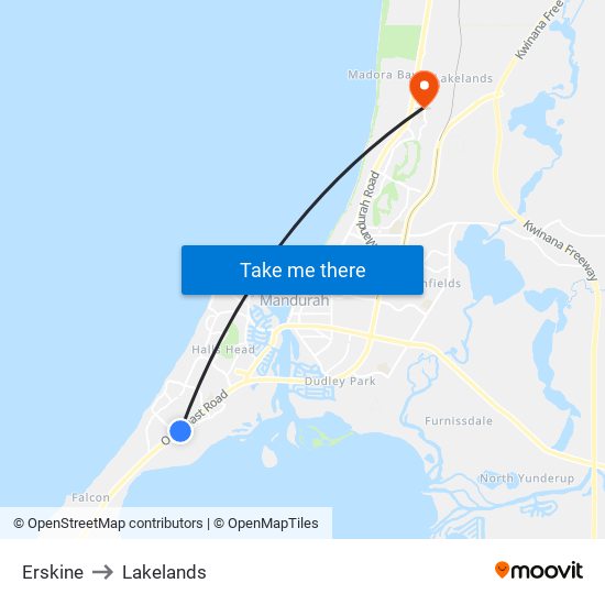 Erskine to Lakelands map