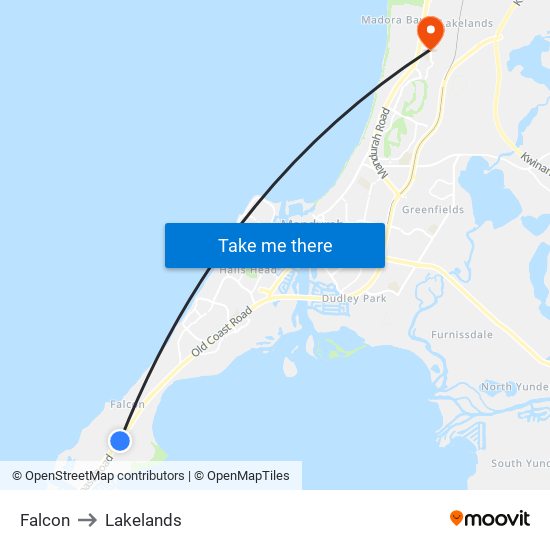 Falcon to Lakelands map