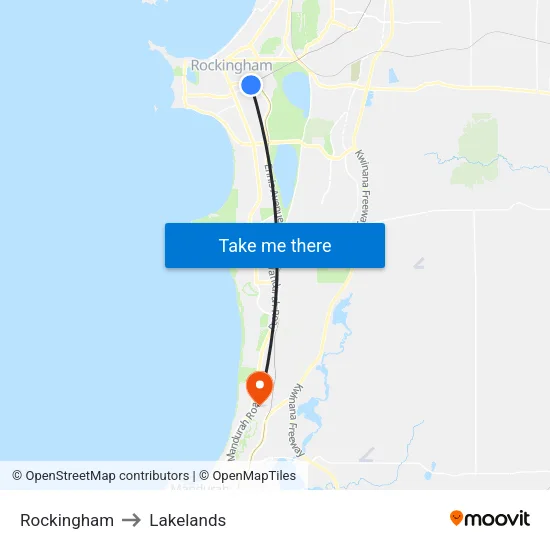 Rockingham to Lakelands map