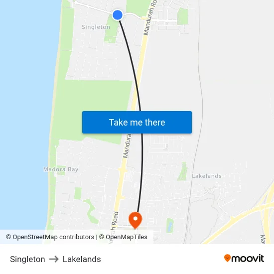 Singleton to Lakelands map