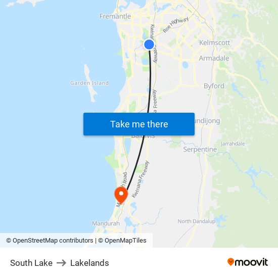 South Lake to Lakelands map