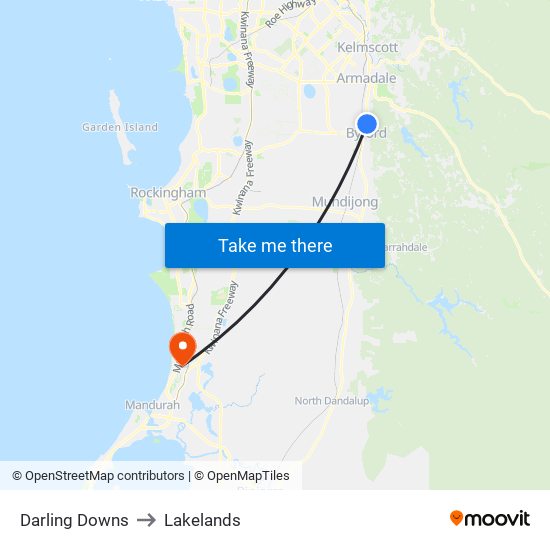 Darling Downs to Lakelands map