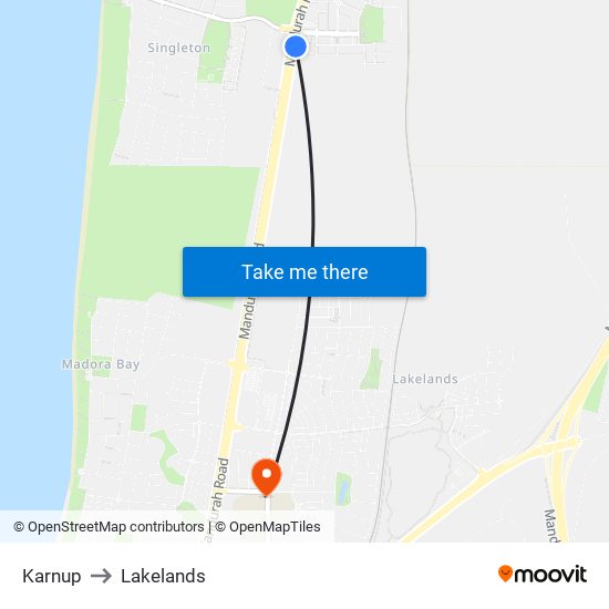 Karnup to Lakelands map