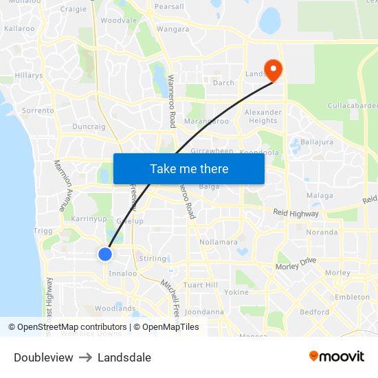 Doubleview to Landsdale map