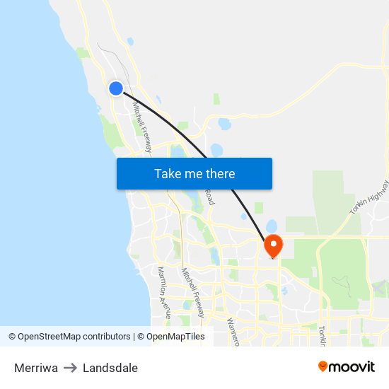 Merriwa to Landsdale map