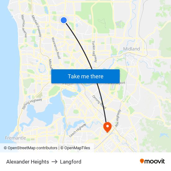 Alexander Heights to Langford map