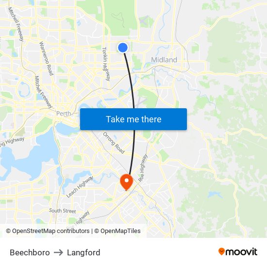 Beechboro to Langford map